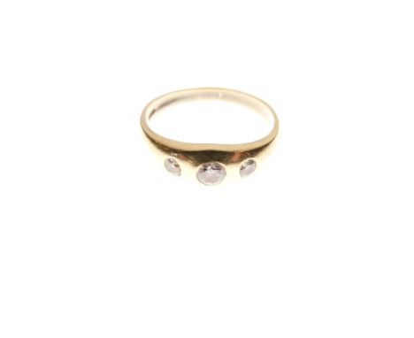 Gentleman's 18ct gold and three-stone diamond ring, size X½ approx, 6.9g  gross approx  