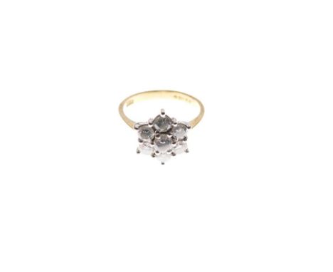 18ct gold and diamond cluster ring of seven-stone design, size K½, 2.9g gross approx  