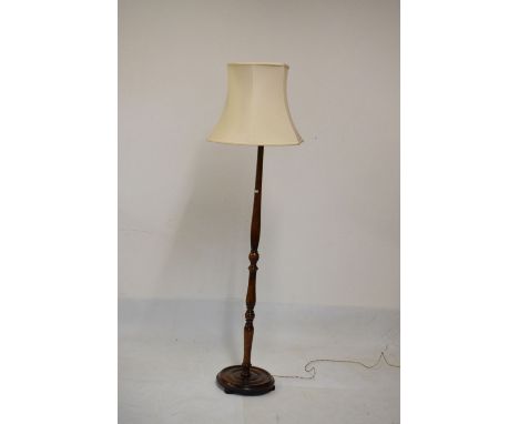 Mahogany standard lamp with shade  