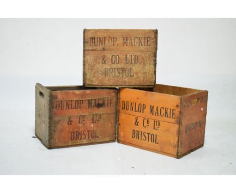 Three Dunlop Mackie &amp; Co Bristol Wines &amp; Spirt Merchants wooden crates  