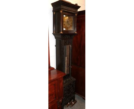 An eight day carved oak longcase clock, unsigned