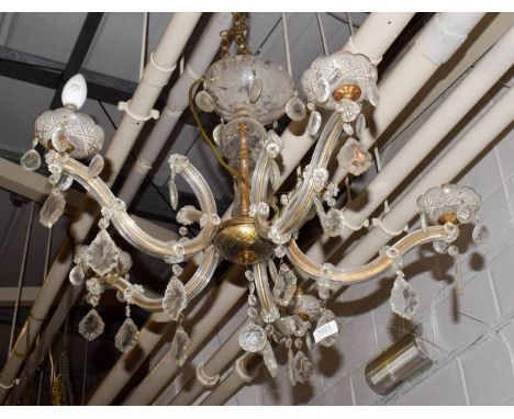 A Venetian style five light lustre drop chandelier, 50cm 
