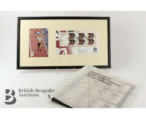 London 2012 Olympic Games stamps; framed limited edition 107/500 signed first day cover by British gold medalist Jessica Enni