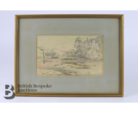 Samuel John Lamorna Birch (1869-1955) pencil sketch, entitled Gweek, signed and dated Oct 6th 1924, approx 21 x 13 cms, frame