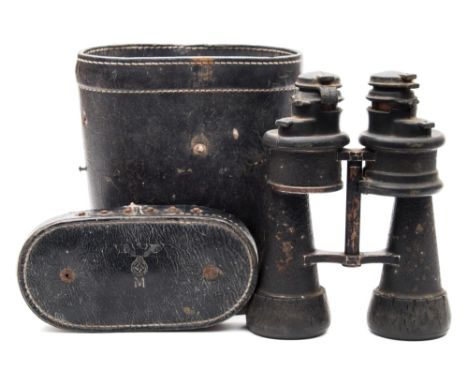 A pair of Third Reich period 7 x 50 Kriegsmarine binoculars by Ernst Leitz GmbH, Wetzlar recovered from U-3008:, stamped to b