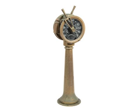 A ship's telegraph by A Robinson & Co Ltd, Liverpool:, the double sided 8 inch black and white glass indicator dials signed a