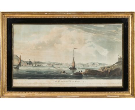 After W J Huggins:,coloured engraving 'This plate from an original painting by WJ Huggins representing the disastrous situati