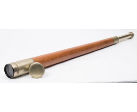 A leather cased two draw sighting telescope by Ross, London :, number 77994, signed to draw as per title, 92.5cm closed lengt