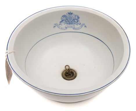 A  Victorian circular blue and white wash bowl for the Royal Mail Steam Packet Company  by G L Ashworth & Bros , Hanley c 188