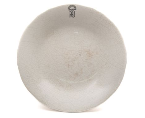 An Ironstone comport for the P&O Line by Ashworth Brothers:,  of plain design with black transfer  emblem to edge, green fact