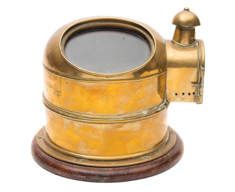 A 4 inch liquid filled compass by George Filed & Co , Birmingham in a Danish brass yacht binnacle case:, the case with oval o