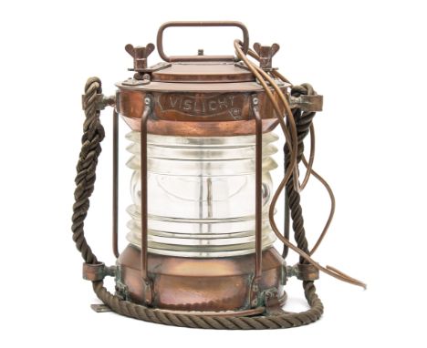 A German copper ship's lamp 'Vislicht':, 35cm high. .
