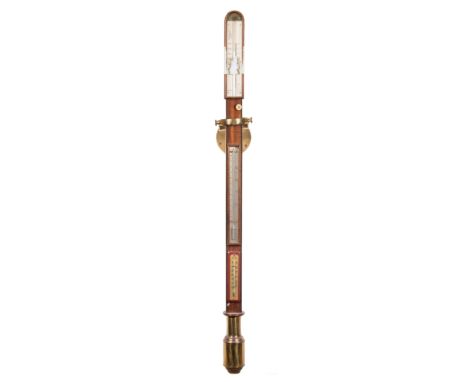 A 20th century brass marine barometer by W Ludolph, Hamburg:, number 1874:, signed as per title, fitted thermometer to tube w