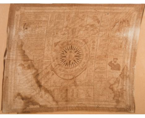 An early 20th century Fulton-Airey patent Royal Navy instructional scarf:, central anchor with compass and life preserver and