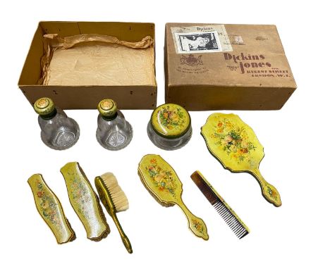 A beautiful DREYFOUS OF PARIS hand painted vanity/dressing set, complete in its original delivery box from Dickinson and Jone