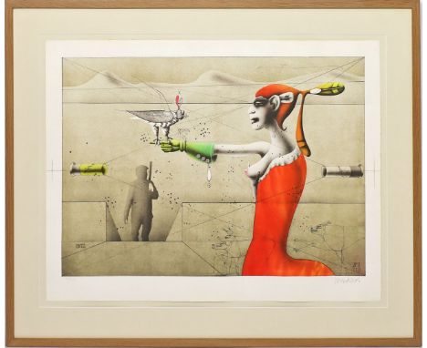 Wunderlich, Paul (1927 Eberswalde- St.-Pierre-de-Vassols 2010) "Jagdpoesie" (1975). Farblithographie (kl. Randmängel), re. u.
