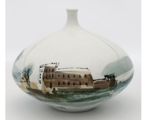 Rechn, Günther (geb. 1944 Lietzmannstadt) Vase "Hafen von Livorno". Bunt bemalt. Unikat aus dem Jahr 2007. Form von Andreas E