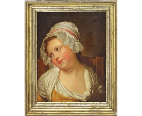 Greuze, Jean (1725 Tournus - Paris 1805), nach Jeunne fille. Öl/Lwd. (rest.). 44,5x 36,5 cm. R.