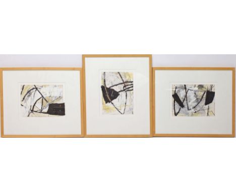 Schmetjen, Arno Christian (geb. 1957) Drei Arbeiten: Ohne  Titel. Mischtechnik, teils collagiert/Fabriano Bütten, je u. monog