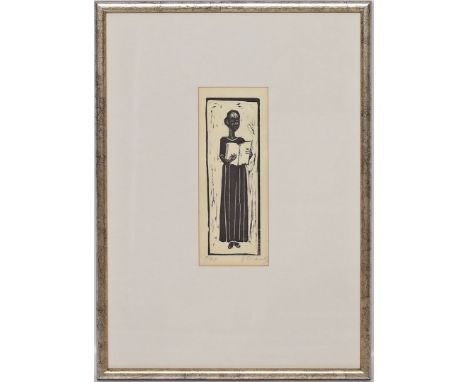 Marcks, Gerhard (1889 Berlin - Burgbrohl 1981) "Lesendes Mädchen" (1980). Holzschnitt, re. u. mit Bleistift sign. und li. u. 