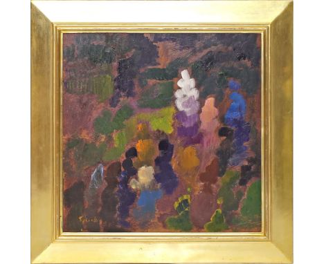 Sprotte, Siegward (1913 Potsdam - Kampen/Sylt 2004) "Zaubergarten", so verso betitelt. Öl/Hartfaser, li. u. sign. und rücksei