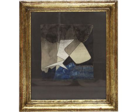 Kuhr, Fritz (1899 Lüttich - Berlin 1975) Informelle Komposition. Aquarell auf unregelmäßigem Papier mit Altersspuren, verso m