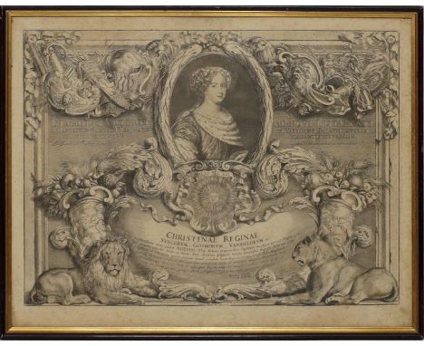 Aquila, Pietro (1650 Palermo - Alcamo 1692) "CHRISTINAE REGNIAE", so in der Platte betitelt. Kupferstich (Altersspuren), mitt