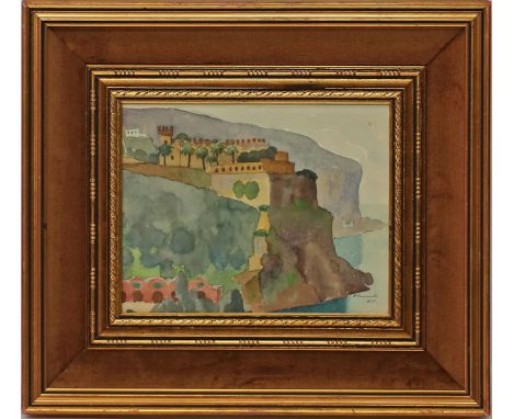 Ehrich, Otto (1897 Birnbaum - Lindenberg 1988) Italienische Küste: "Bei Vico Equense", so verso mit Bleistift betitelt. Aquar