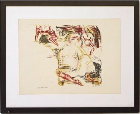 Crodel, Charles (1894 Marseille - München 1973) Mädchen im Bademantel (1923). Farblithographie (min. fleckig), re. u. mit Ble