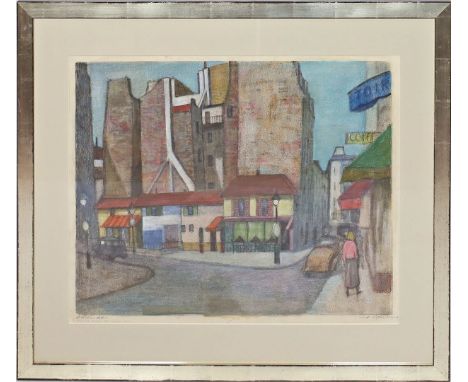 Rotermund, Gerda (1902 Berlin 1982) Französische Straßenecke. Pastell/Farbkreide/Papier (fleckig), re. u. sign. und li. u. un