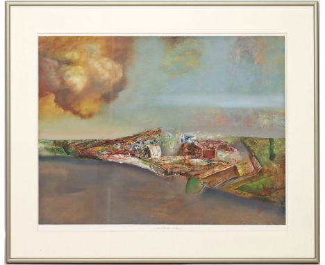Plank, Heinz (geb. 1945 in Bad Elster) "Sich bildendes Eiland", so betitelt. Öl/Mischtechnik, re. u. sign. und dat. "7/97", c