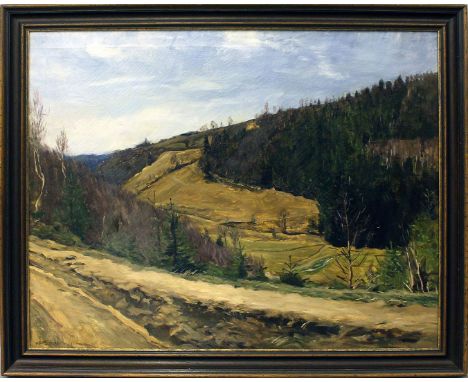 Böttger, Rudolph (1887 Tachau - Regensburg 1973) Gebirgslandschaft. Öl/Lwd. (Altersspuren, Craquelé), li. u. sign. und dat. 1