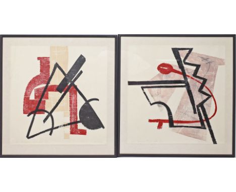 Korsig, Bodo (geb. 1962 in Zwickau) Serie von Sieben Arbeiten: "Philosophieren heißt, sterben lernen" (1992). Farbholzschnitt
