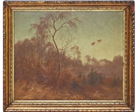 von Aster, Ernst Ludwig (1902 Goslar 1986) Herbstlandschaft "Um Lätare", so rückseitig bez. Öl/Bristolkarton, re. u. sign., v