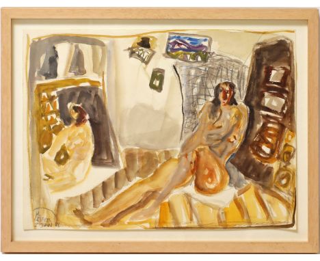 Leifer, Horst (1939 Altreichenau, Schlesien - Sanz 2002) Zwei Akte im Raum. Aquarell/Papier, li. u. mit Bleistift sign. und d