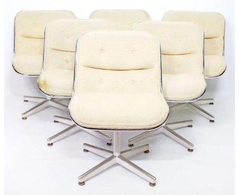 Pollock, Charles (1930 Philadelphia - New York 2013) Satz von sechs "Executive Chairs". Weiß lackiertes und verchromtes Metal