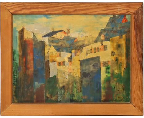 Müller, Otto (1898 Halle (Saale) - Merseburg 1979) Zwei Arbeiten: a) "Ritterstraße". Mischtechnik/Tempera/Hartfaser (retuschi