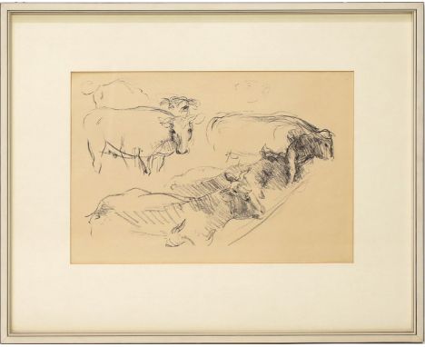 Corinth, Lovis (1858 Tapiau - Zandvoort 1925) Lithographie und zwei Radierungen: "Kuhherde", ca. 25,5x 38,5 cm; "Elefant (191