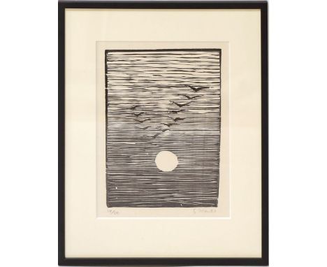 Marcks, Gerhard (1889 Berlin - Burgbrohl 1981) Kranichschwarm. Holzschnitt/Japan, re. u. mit Bleistift sign. und li. u. Ex. 1