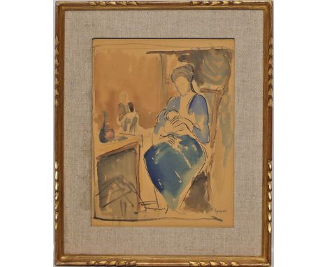 Gimmi, Wilhelm (1886 Zürich - Chexbres 1960) Maternité. Tusche/Aquarell/Papier (gebräunt), re. u. sign. 27x 21 cm. PP. R.