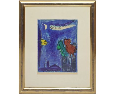 Chagall, Marc (1887 Vitebsk - Paul de Vence 1985) "Les Monstres de Notre Dame". Farblithographie. PP.-Ausschnitt ca. 36,5x 27