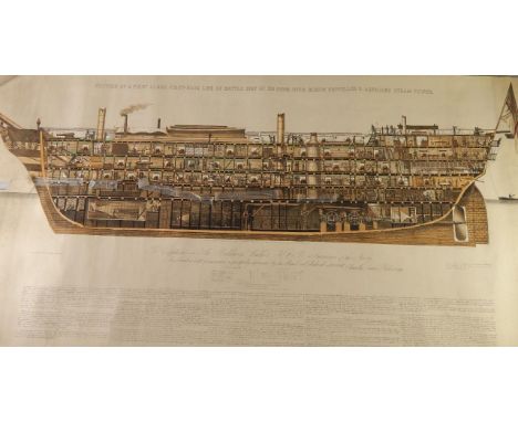 Charles Lewis Pickering (1892-1965). Longitudinal section of a first class, first rate line of battle ship of 131 guns, with 