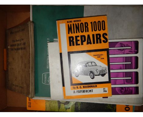 A Morris Minor Workshop manual, two for the Morris Minor 1000 and other morris related pamphlets.