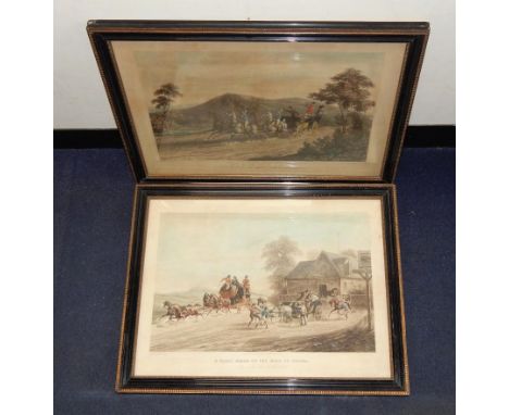 After C B Newhouse. One Mile from Gretna, A False Alarm On The Road To Gretna, a pair of coloured engravings by R Reeves, pub