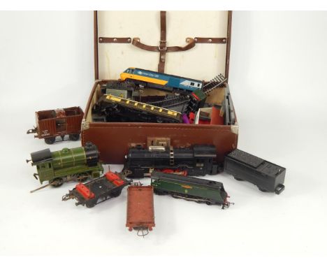 A Hornby type 501 O gauge shunting engine, wagons, dublo Winston Churchill, British Rail 4-6-2, Inter-City 125, two Triang Pu