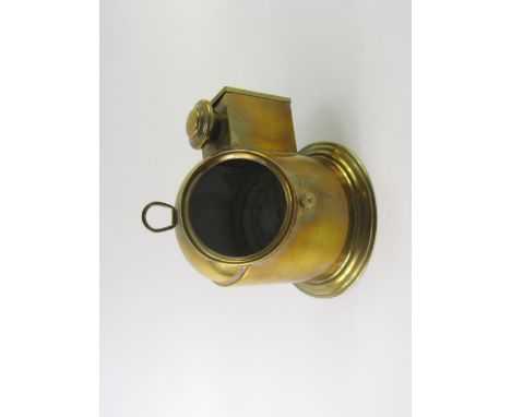 A brass binnacle compass, 17cm high.