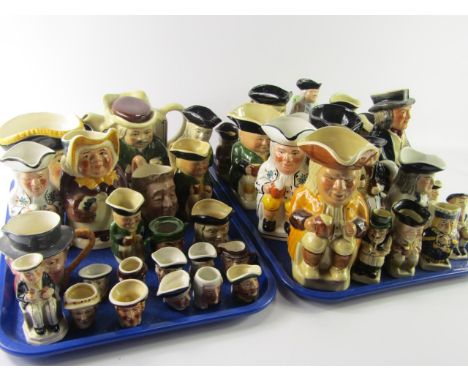 A collection of toby and character jugs by Tony Wood, Beswick and others, mid size and smaller. (qty)