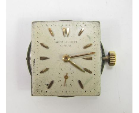 A Patek Philippe watch movement, with square dial, subsidiary seconds dial, movement no 959275.