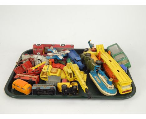 Corgi Matchbox and other die cast vehicles including Noddy's car, DAF Car Transporter, Snorkel Fire Engine and an SRNB hoverc