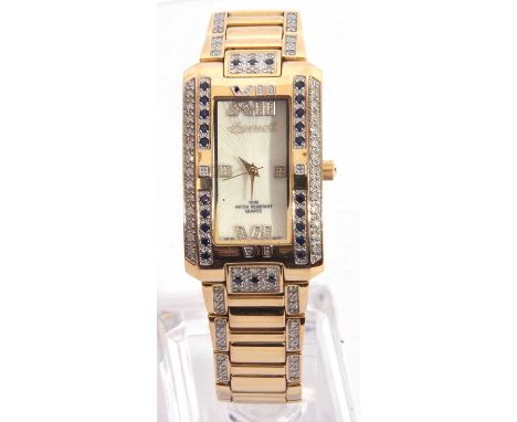 Ladies stainless steel Ingersoll quartz diamond and sapphire set watch, the iridescent dial marked 'Ingersoll 100m water resi